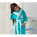 Детский халат для девочки (голубой с белым)
